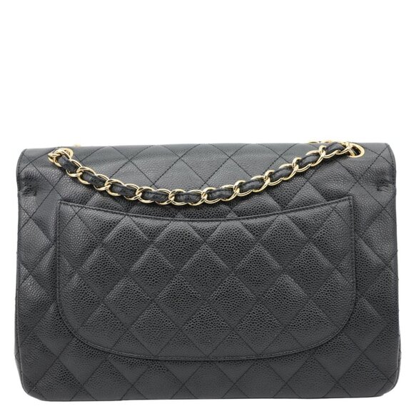 Chanel Classic Jumbo Double Flap Quilted Caviar Leather Shoulder Bag Black - Picture 4 of 14